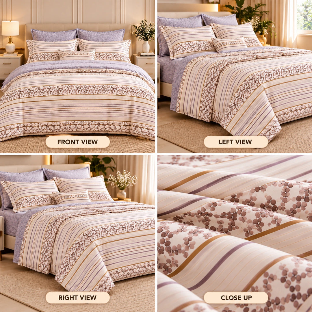 6 PCs King Size Botanical Leaf Duvet Cover 220x240 cm Set  with Green Foliage Print for Bedding (6FS225)
