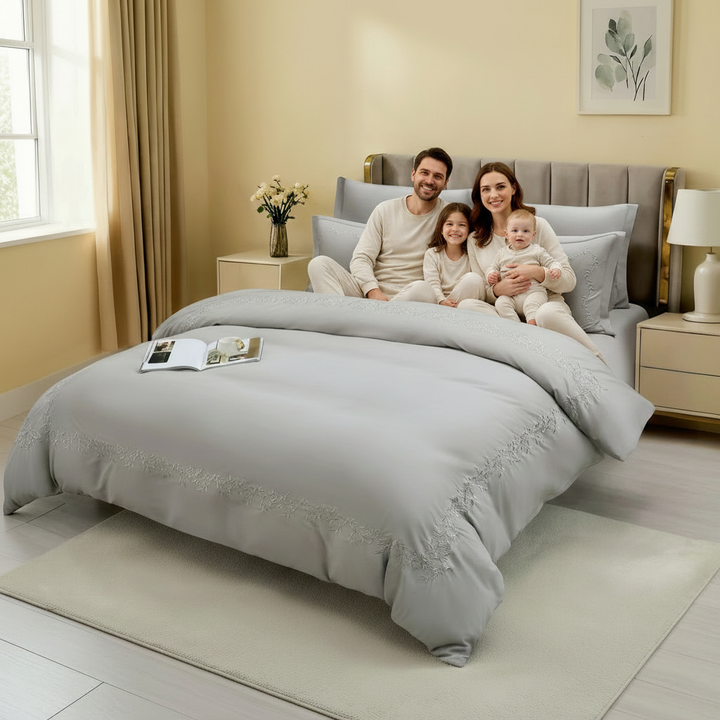 Minimal grey bedding set for contemporary home interiors