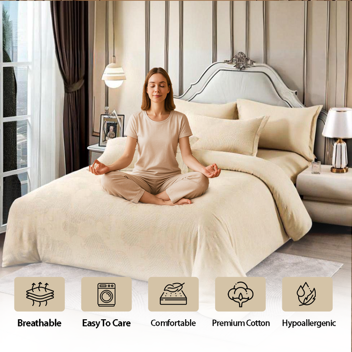 Luxury Jacquard Bedding Set 6 PCs - Elegant Comfort & Pillowcases for Weddings (6FM65)
