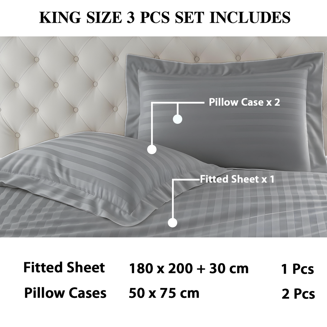 100% Combed Cotton 300 TC Hotel Fitted Sheet Set with Pillowcases