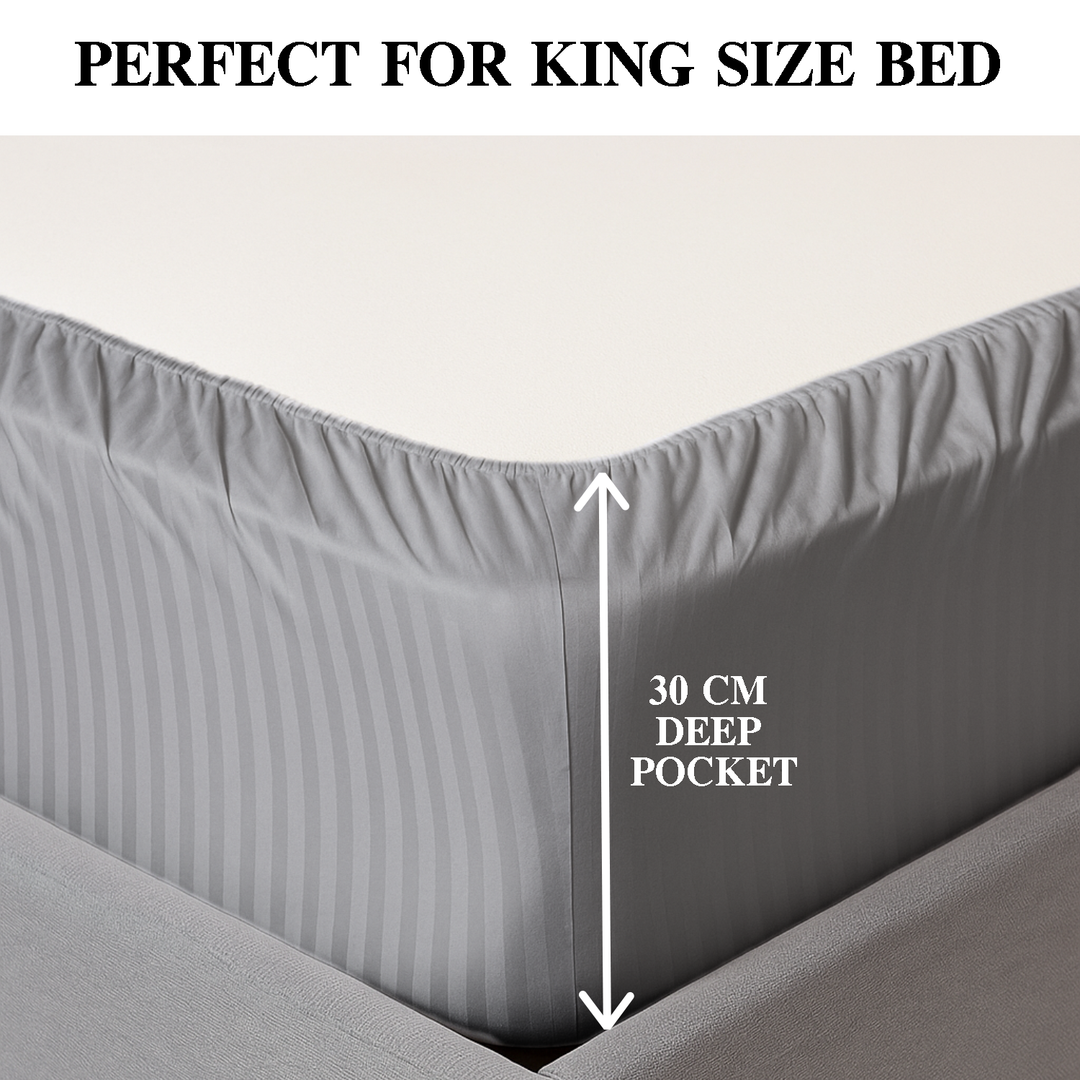 100% Combed Cotton 300 TC Hotel Fitted Sheet Set with Pillowcases