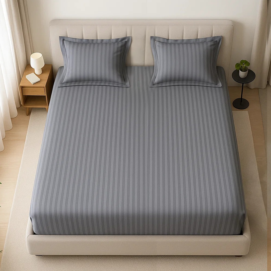 100% Combed Cotton 300 TC Hotel Fitted Sheet Set with Pillowcases