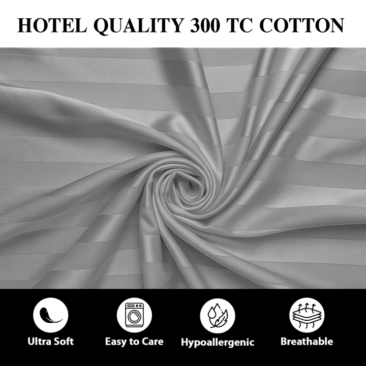 100% Combed Cotton 300 TC Hotel Fitted Sheet Set with Pillowcases