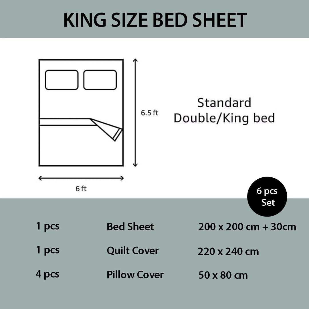 King Bedding Set with Duvet Cover 220x240 6 PCs  Fitted Bed Sheet Set (6FM27)