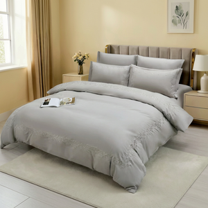 Soft grey king bedding set with clean minimal design