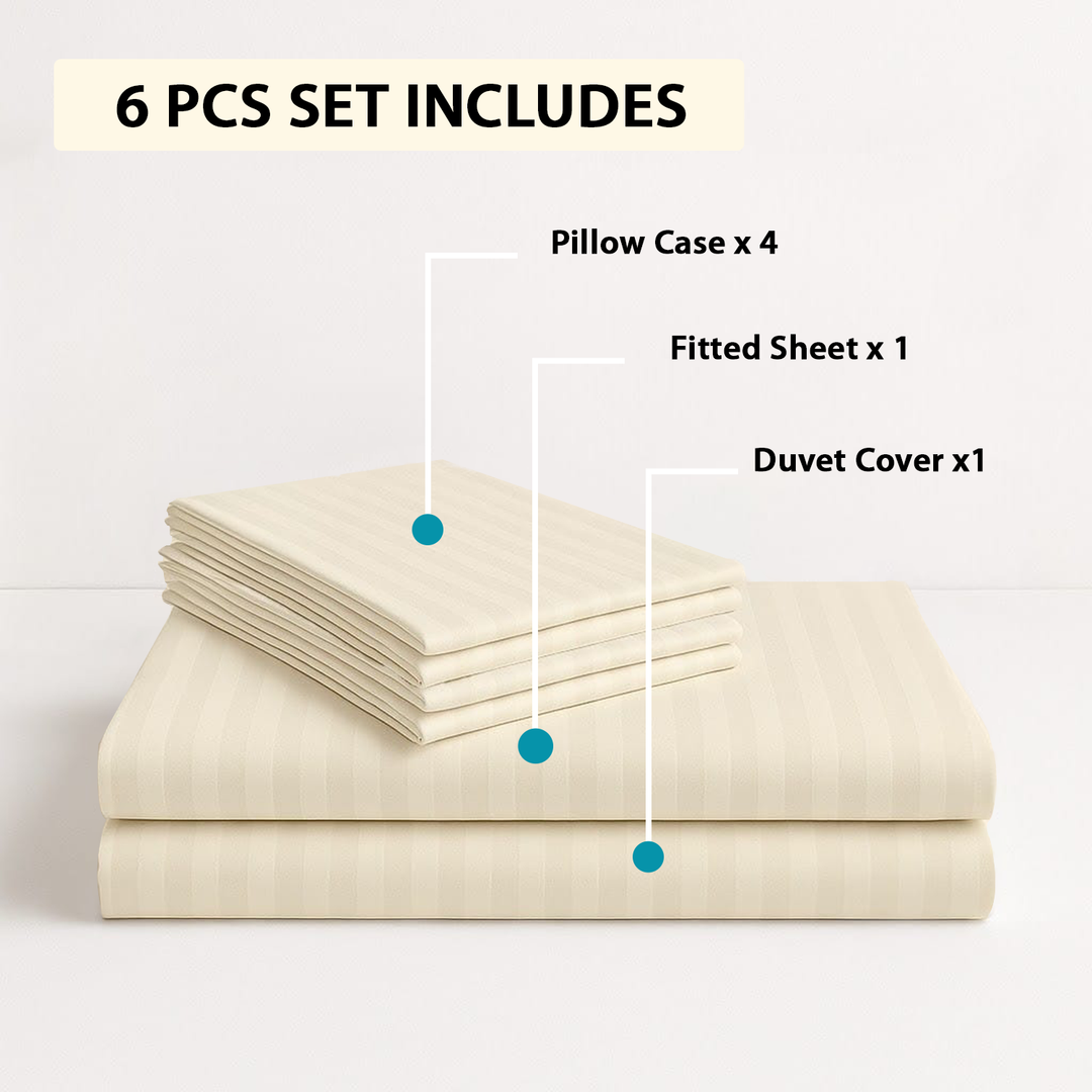 MOONCEE 6 PCs King  Bedding Set with 220x240 Duvet Cover and Bed Set (Pearl White)