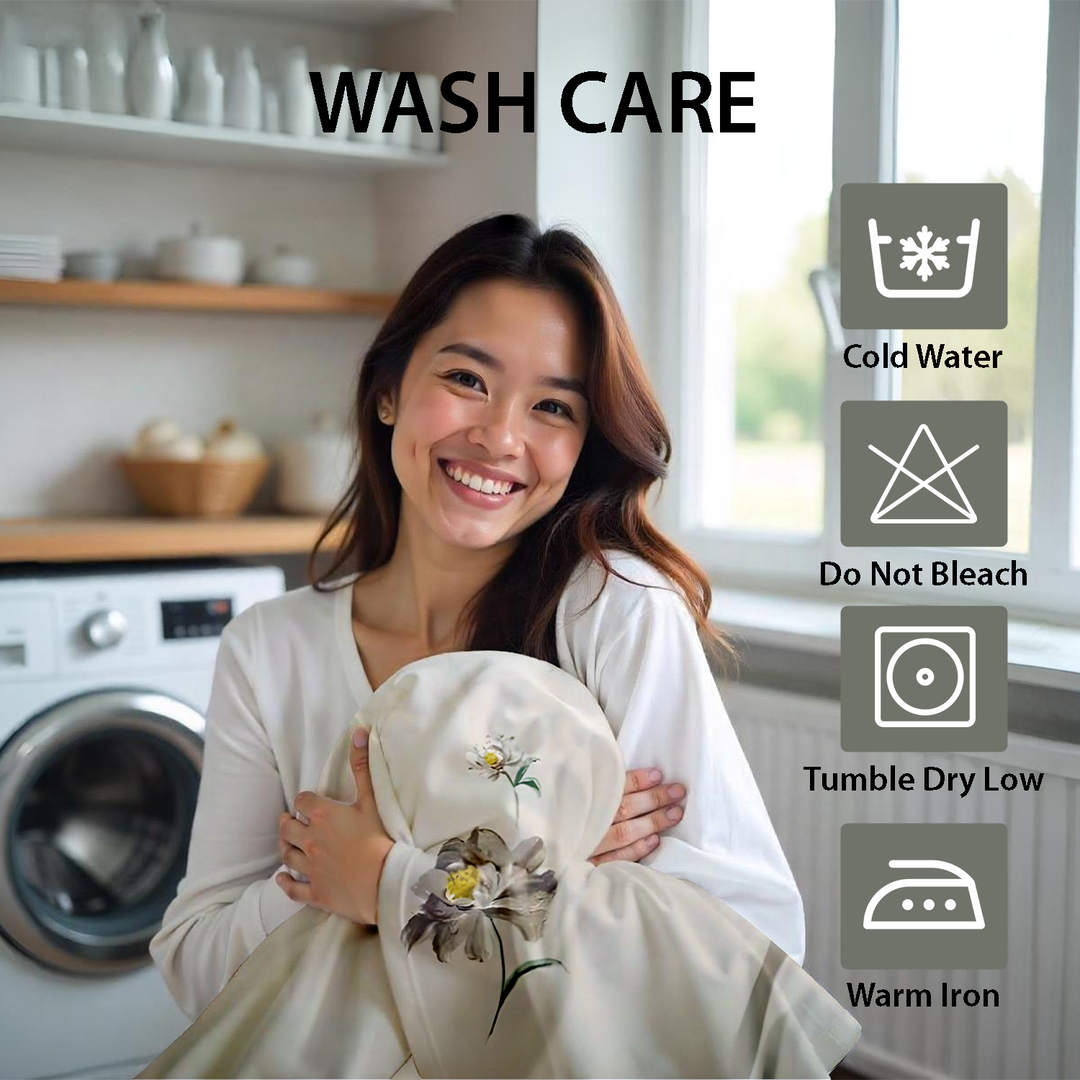 White Floral King Bedding Set 6 PCs – Soft Duvet Cover, Fitted Sheet & Pillowcases (6FS132)