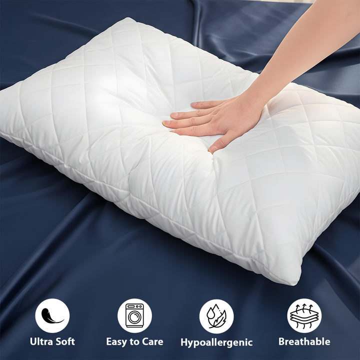 Cotton Quilted Pillow Protectors – Soft, Breathable & Hypoallergenic Zippered Pillowcase Set