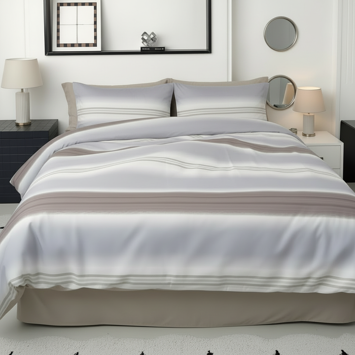 Elegant white and beige bedding set