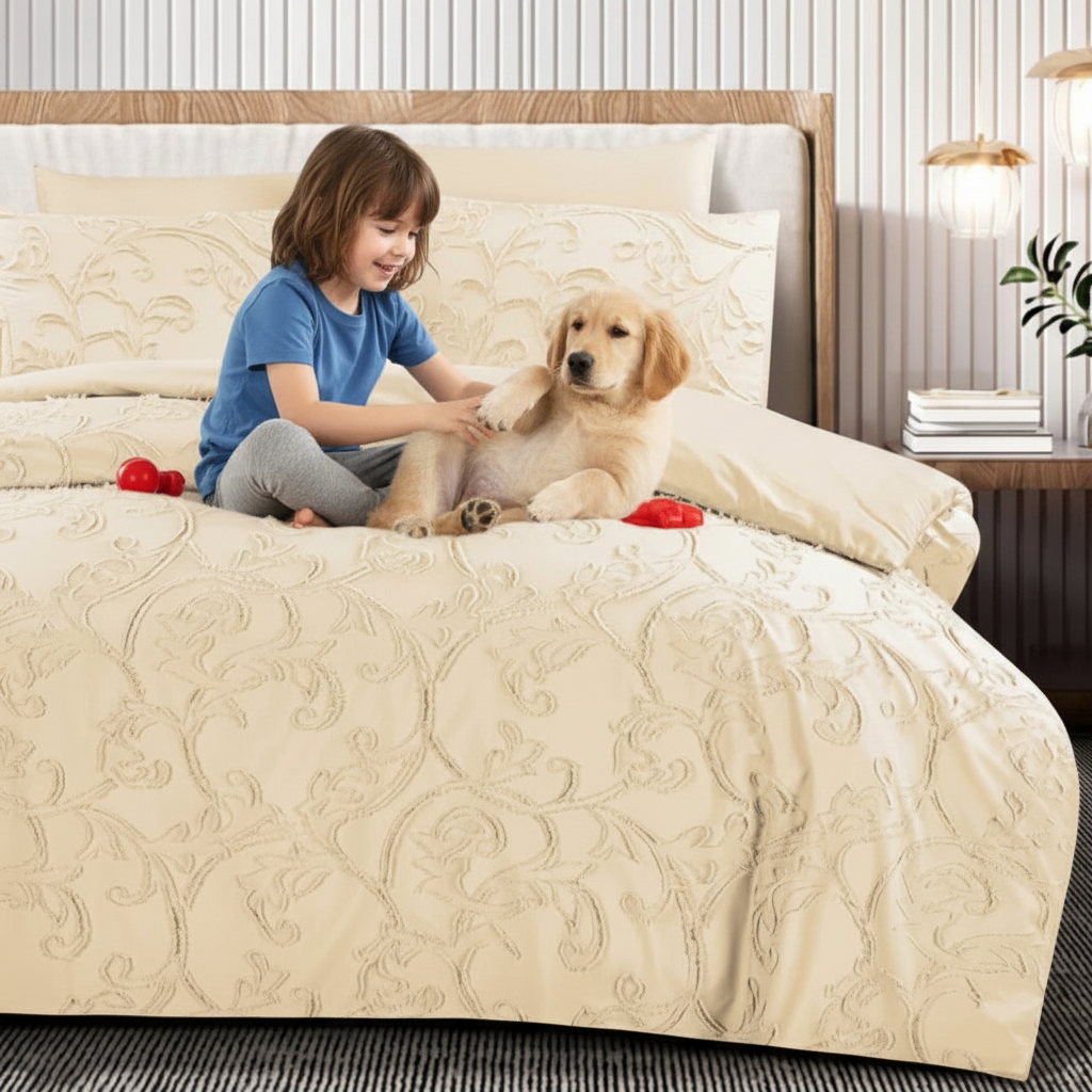 King Bedding Set with Duvet Cover 220x240 6 PCs King Size Fitted Bed Sheet Set (6FM29)