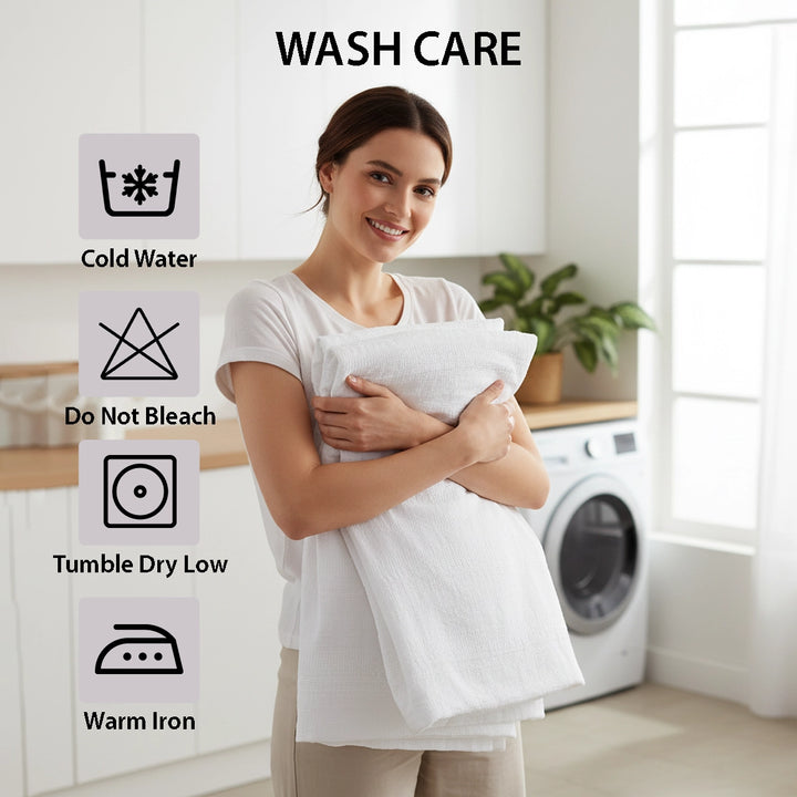 White Bed Sheets King Size Fitted Set with Duvet Cover 220x240 6 PCs (6FM8)