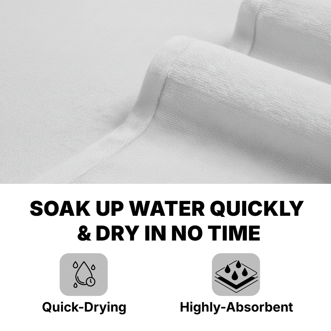 White bath towel with soft textured fabric and woven border detail