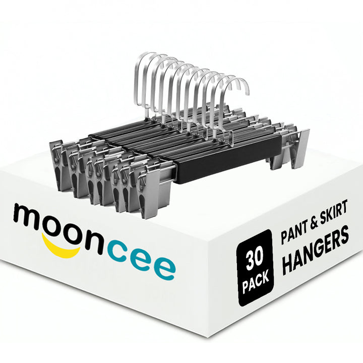Premium High-Grade Wooden Pants Hangers - Non-Slip Grip With Adjustable Metal Clips