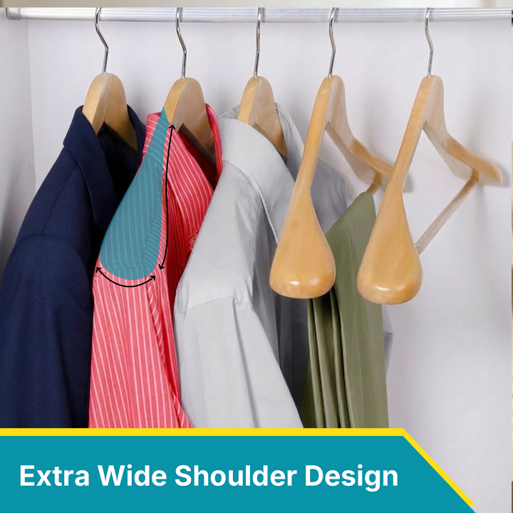 Premium Wooden Hangers Set – Durable, Anti-Slip & Ideal for Jackets, Suits, Coats (Natural)
