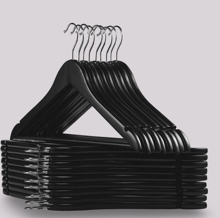 MOONCEE 20 PCs Wooden Hangers - Non Slip Wood Clothes Hanger