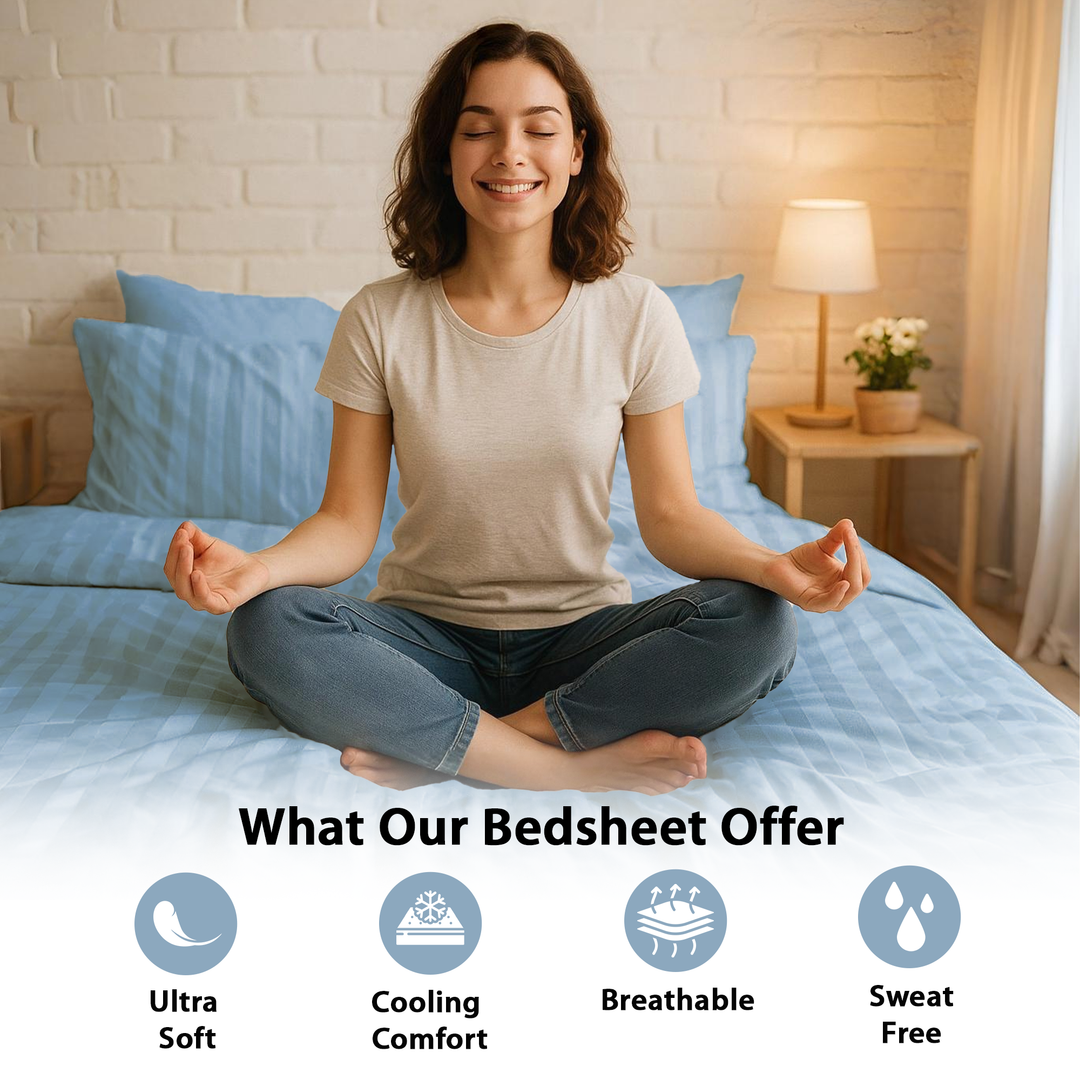 King Size 6 PCs Bedding Set with Duvet Cover 220x240 – Bed Sheet Collection (Blue)