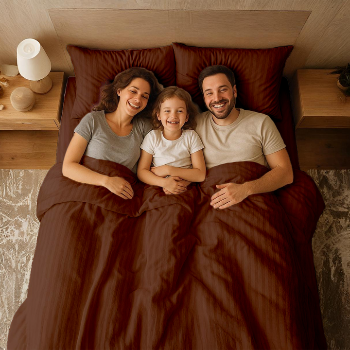 MOONCEE 6 PCs King Bedsheets Set With Duvet Cover 220x240 Bedding Set (Dark Brown)