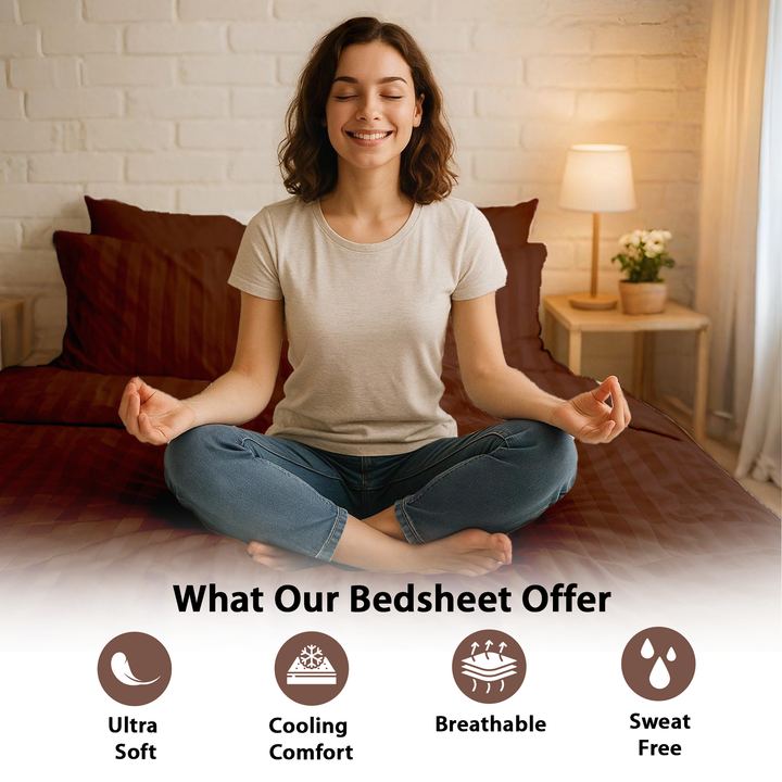 MOONCEE 6 PCs King Bedsheets Set With Duvet Cover 220x240 Bedding Set (Dark Brown)