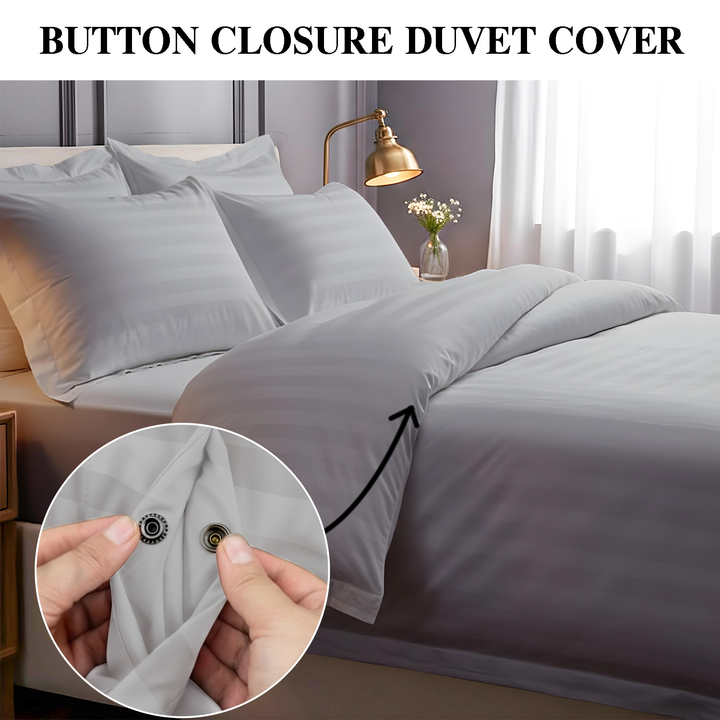 Grey stripe king bedding set with hotel style design