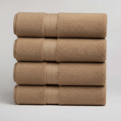 Bath Towel Set 4 PCs – Best Bath Towels to Gently Wash Your Face (Camel)