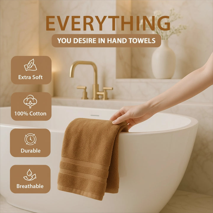 6 PCs Premium Hand Towels Set, 600 GSM Extra Large Hand Towels With 100% Soft Cotton