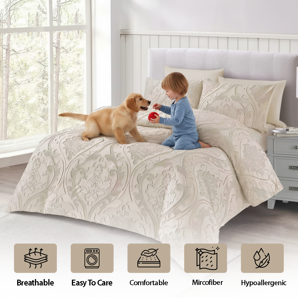 Classic floral cream king size comforter set