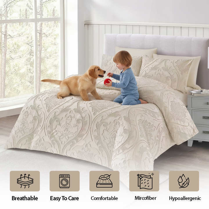 Classic floral cream king size comforter set