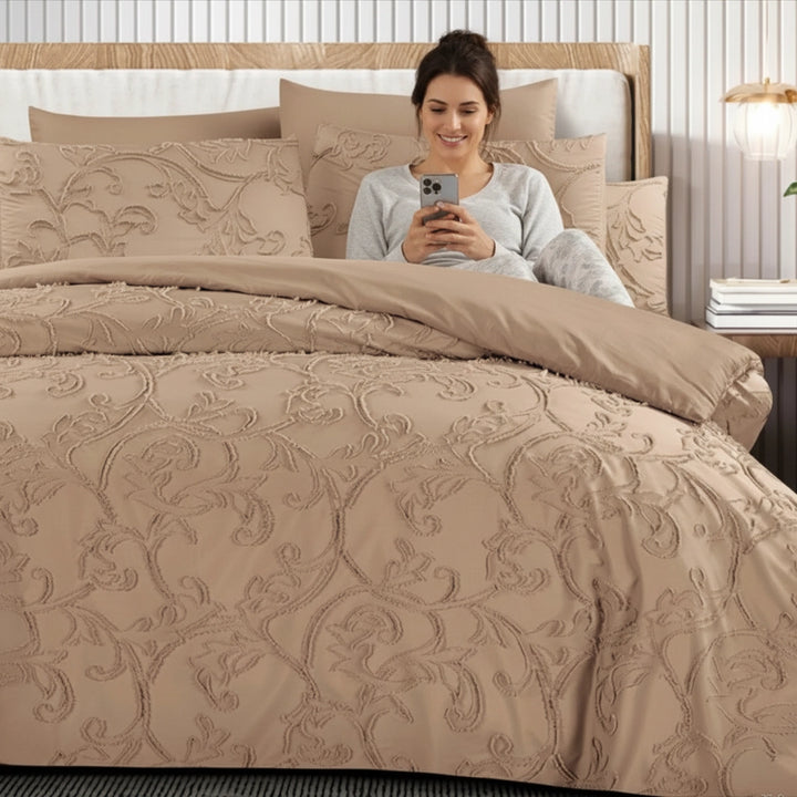 King Bedding Set with Duvet Cover 220x240 6 PCs King Size Fitted Bed Sheet Set (6FM29)