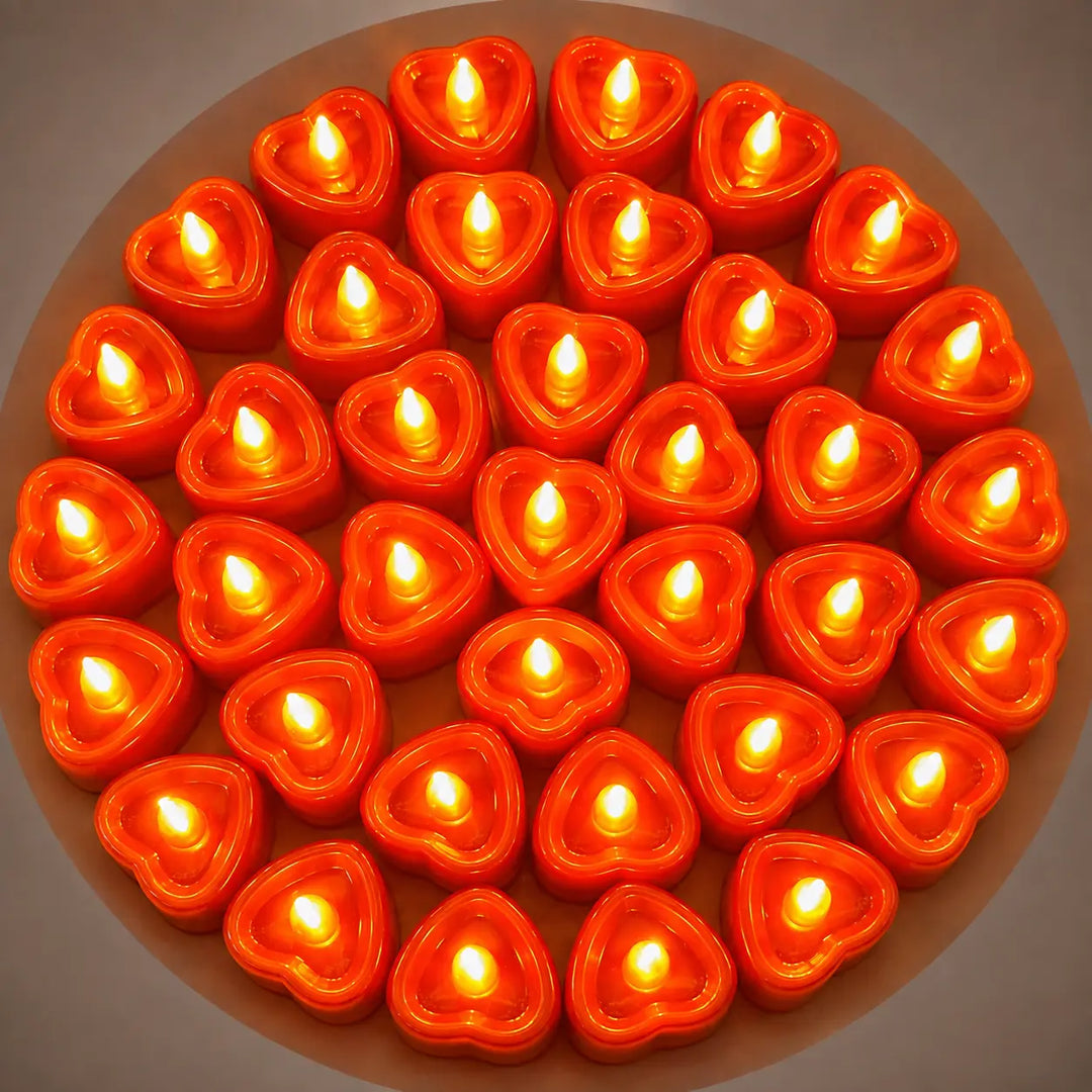 24 PCs Heart Shaped Flameless LED Candles for Romantic Home Decoration and Special Occasions