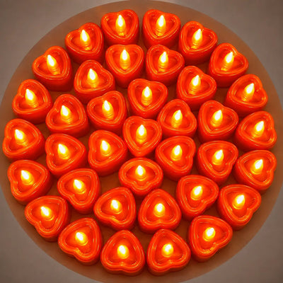 24 PCs Heart Shaped Flameless LED Candles for Romantic Home Decoration and Special Occasions