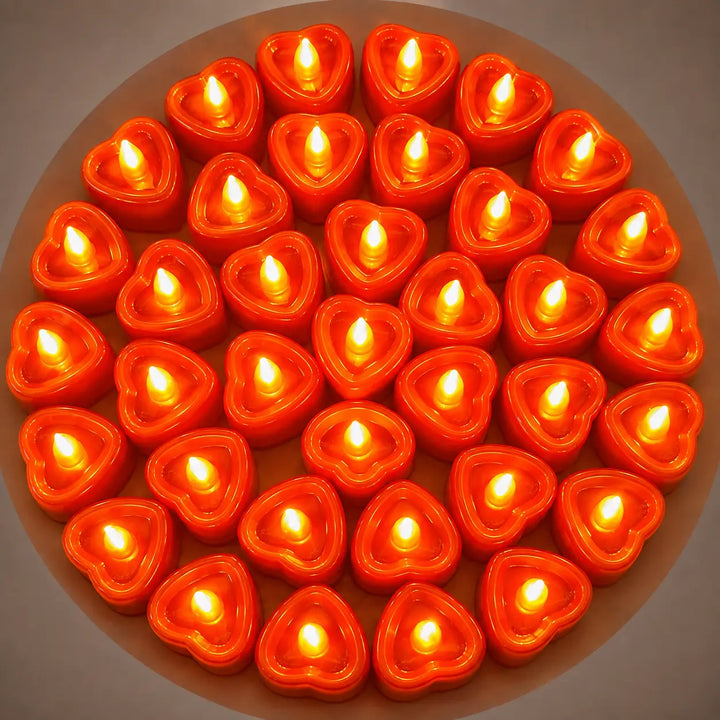 24 PCs Heart Shaped Flameless LED Candles for Romantic Home Decoration and Special Occasions