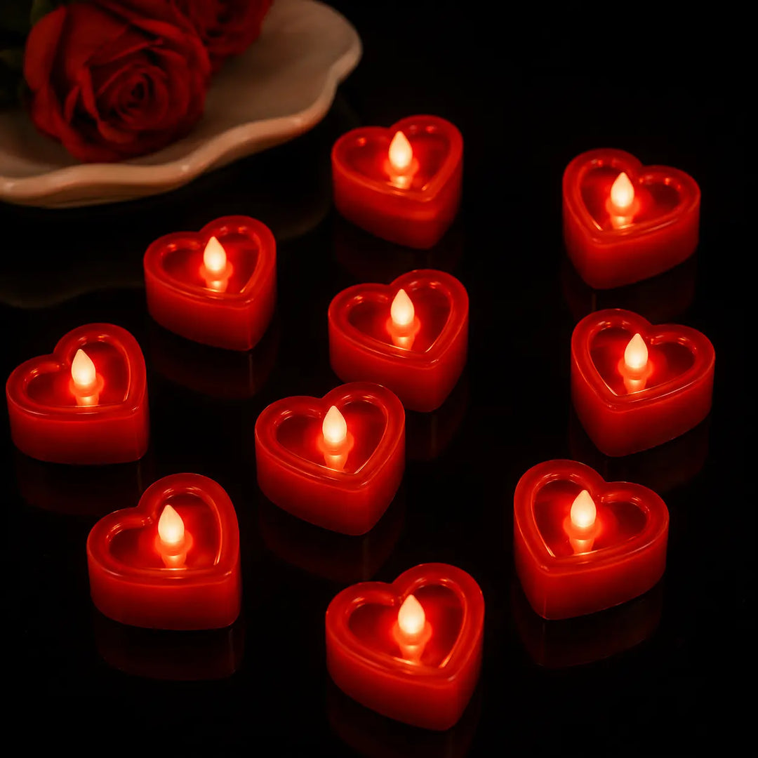 24 PCs Heart Shaped Flameless LED Candles for Romantic Home Decoration and Special Occasions