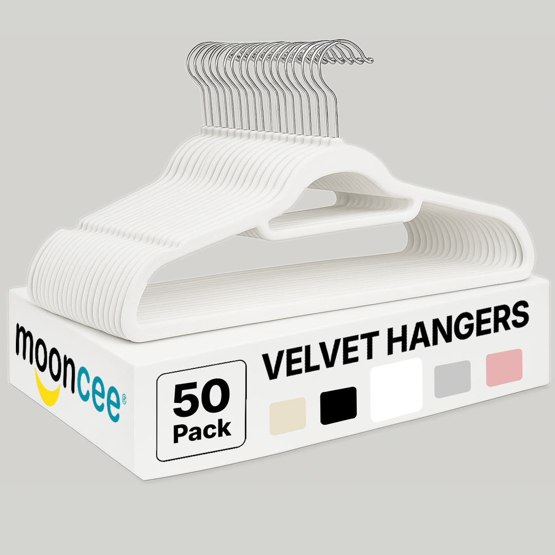 MOONCEE Premium Velvet Non-Slip Hangers – Ideal for Clothes, Coats & Pants