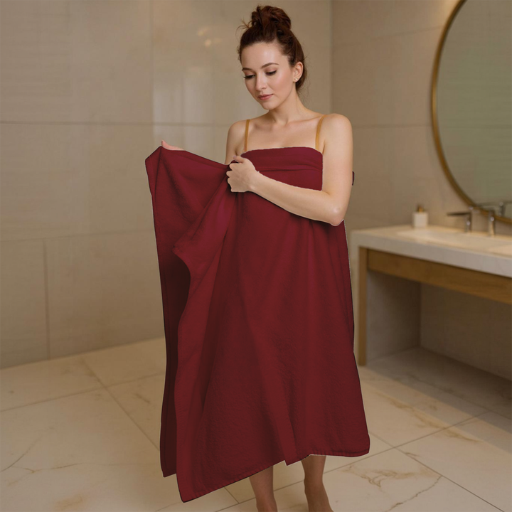 2 PCs Pure Cotton Jumbo Bath Sheets 90 x 180 cm, Bath Towel Set (Cherry Red)