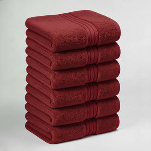 Hand Towels Set  6 PCs – Soft Towels in Size 40 x 70 cm with 100% Soft Cotton (Cherry Red)