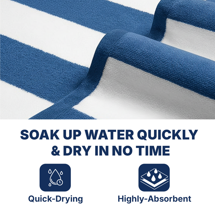 Premium Cotton Beach Towel – Large, Quick-Dry & Highly Absorbent Striped Design