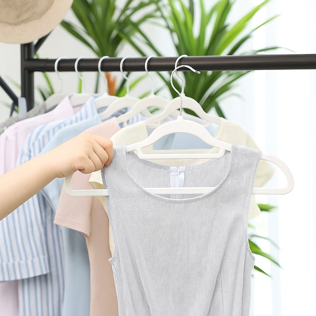 MOONCEE Premium Velvet Non-Slip Hangers – Ideal for Clothes, Coats & Pants