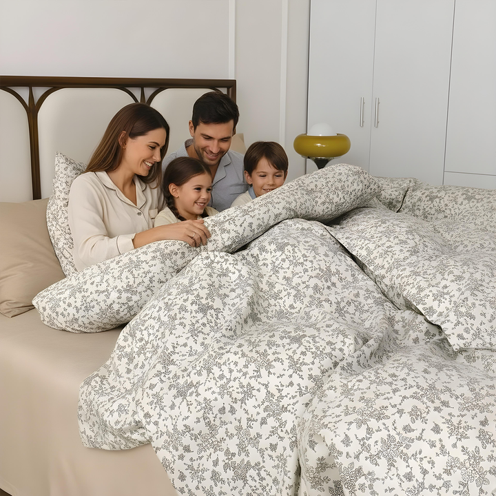 Botanical Print King Size Bedding Set – 6 PCs  Duvet Fitted Sheet with Pillow Covers (6FS149)