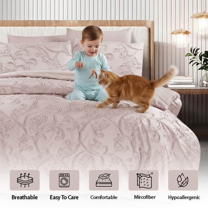 King Bedding Set with Duvet Cover 220x240 6 PCs King Size Fitted Bed Sheet Set (6FM29)