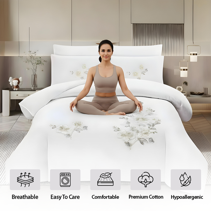 white floral bedding collection for stylish and cozy bedroom décor