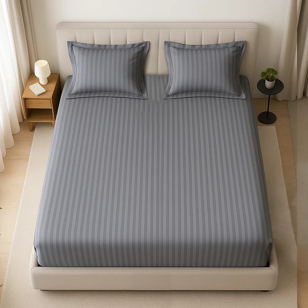 100% Combed Cotton 300 TC Hotel Fitted Sheet Set with Pillowcases