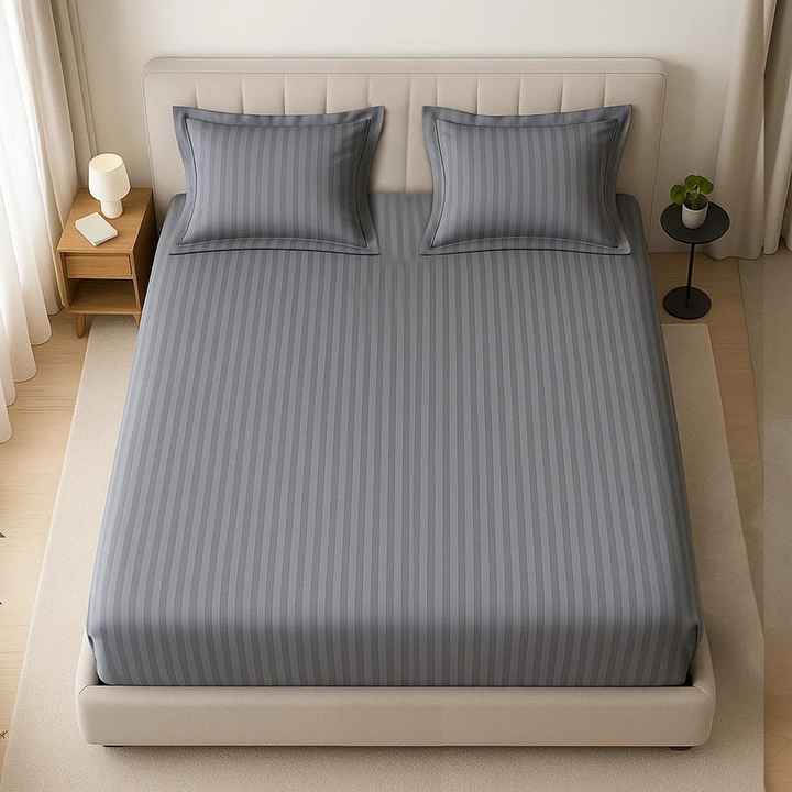 100% Combed Cotton 300 TC Hotel Fitted Sheet Set with Pillowcases
