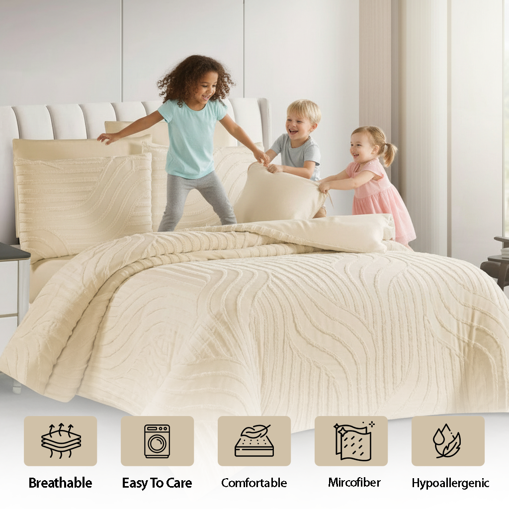 طقم سرير كينج مع غطاء لحاف 220 × 240، طقم ملاءات سرير ملائمة من 6 قطع (6FM21)