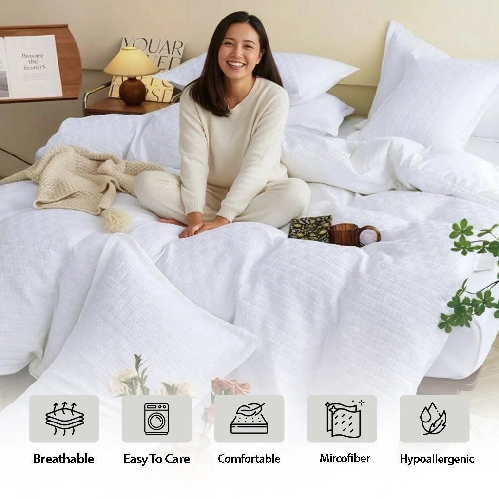 King Size White Bedsheet Set 6 PCs – Plush, Durable & Perfect for Everyday Comfort (6FM16)