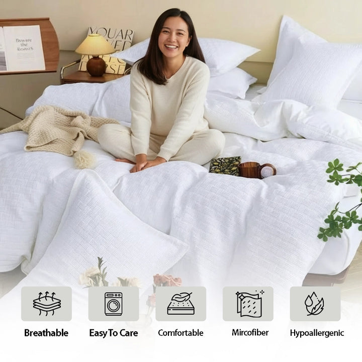 King Size White Bedsheet Set 6 PCs – Plush, Durable & Perfect for Everyday Comfort (6FM16)