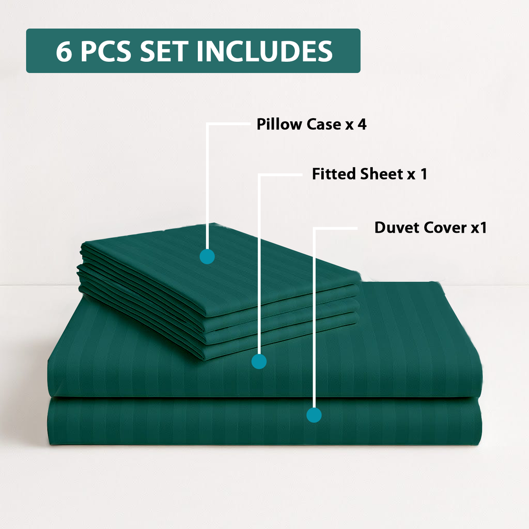 MOONCEE 6 PCs King Bedsheets Set With Duvet Cover 220x240 King Bedding Set (Dark Green)