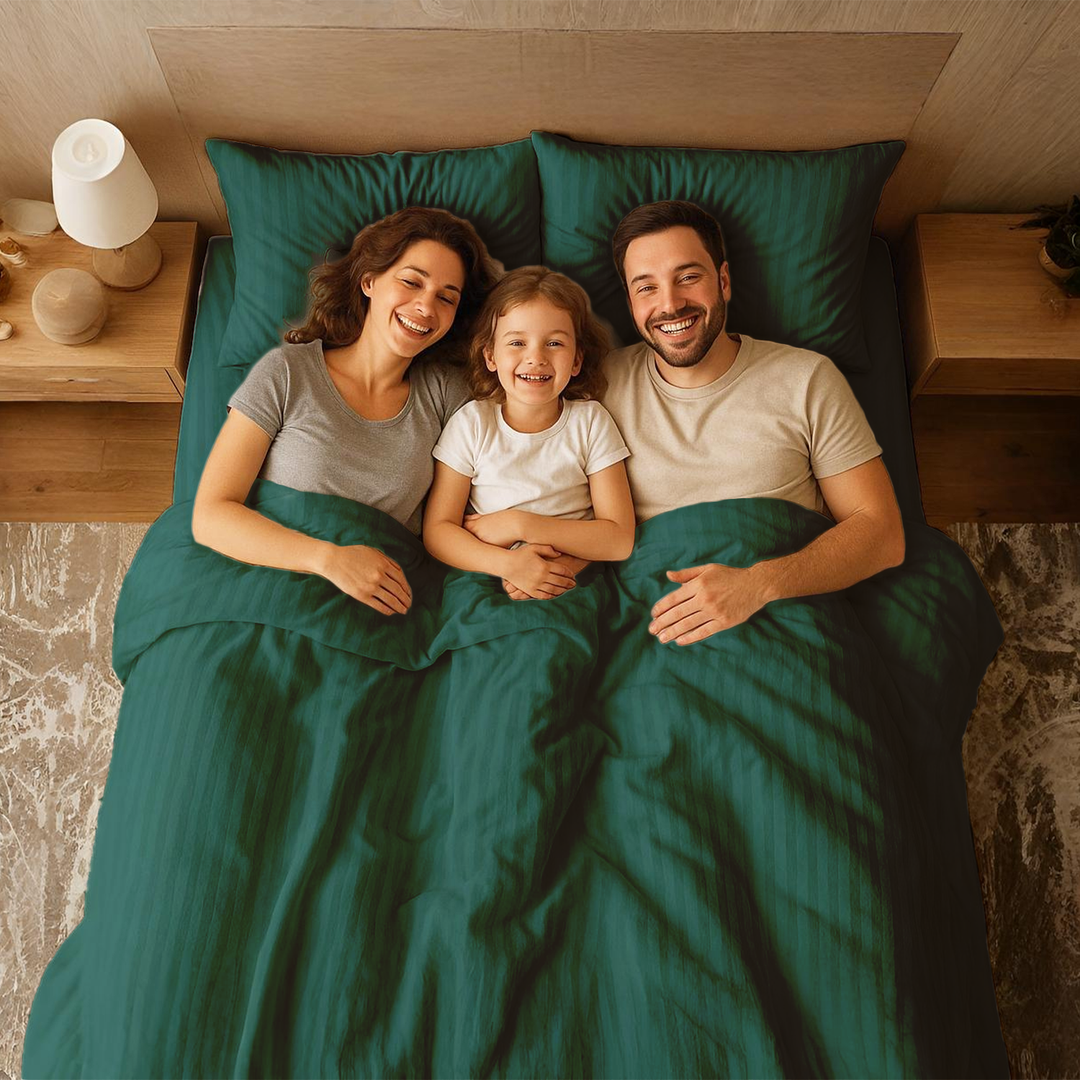 MOONCEE 6 PCs King Bedsheets Set With Duvet Cover 220x240 King Bedding Set (Dark Green)