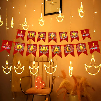 MOONCEE 138 LED Diwali String Lights, 8 Flashing Modes 12 Diya Lights Diwali Decoration Lights -3.5 m