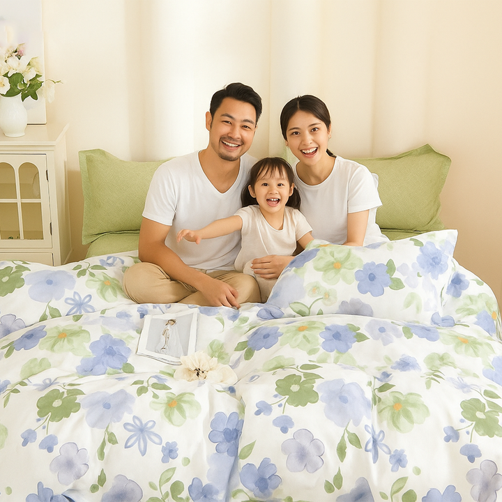 Floral Bed Sheets 6 PCs Fitted Bed Sheets, Duvet Covers & Pillowcases Online (6FS106)