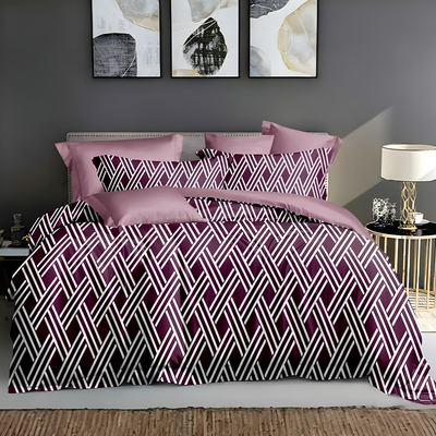 6 PCs King Size Bed Sheet Set – Cotton Blend Duvet, Fitted Sheet & Pillowcases (6FS143)